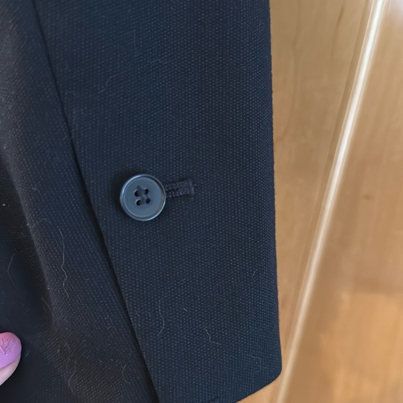 💼 H&M suit jacket blazer black single button tailored fit fully lined size 12 - Picture 7 of 10
